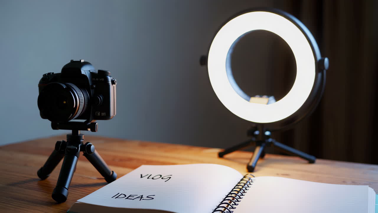 Vlog Setup with Camera and Ring Light
