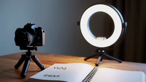 Vlog Setup with Camera and Ring Light