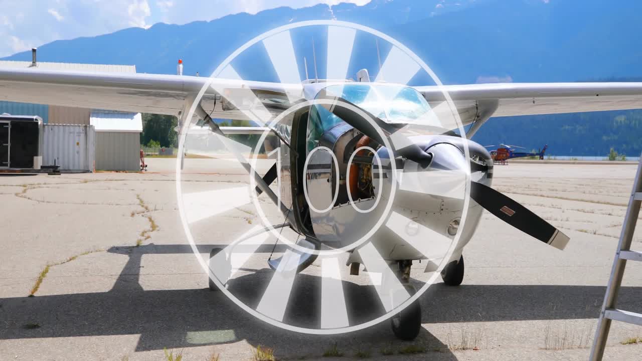 Animazione di numeri ed elaborazione dati su un aereo.