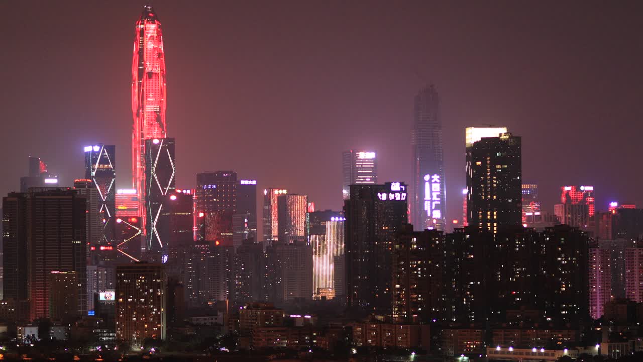hermoso paisaje nocturno de la ciudad de shenzhen en china