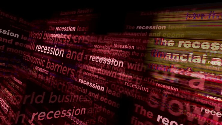 Headline news titles media with recession economy crisis seamless looped