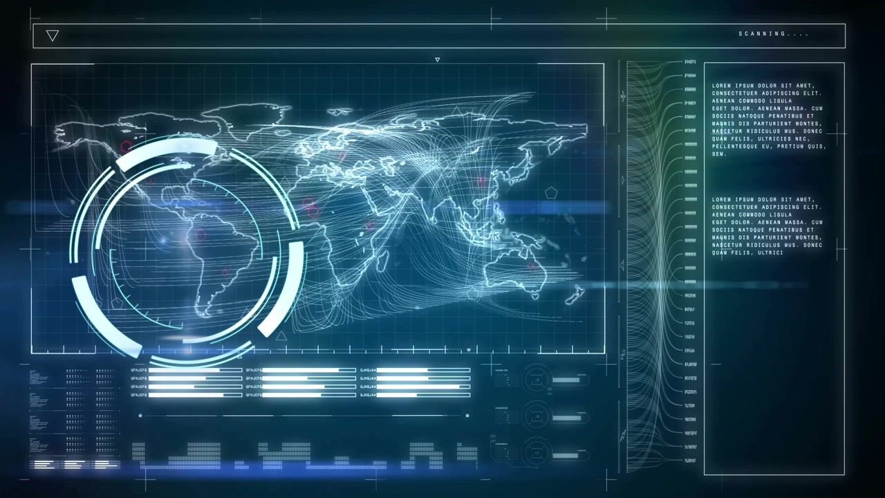 Animation of scope scanning over data processing on black background