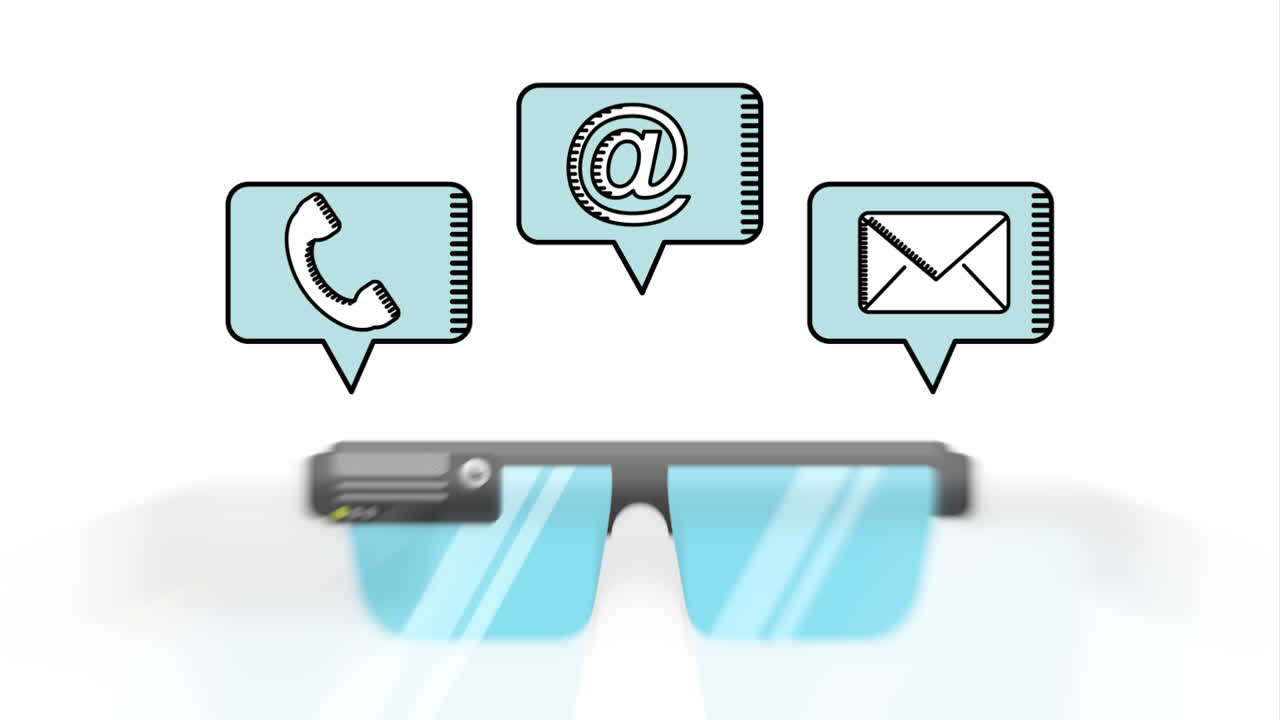 las gafas con iconos de comunicación