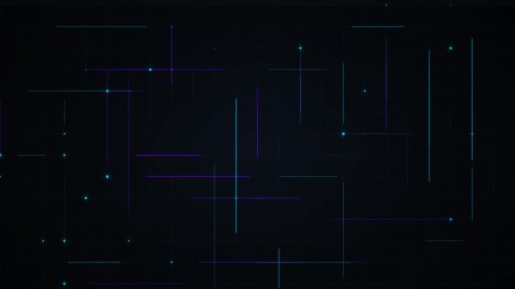 Abstract Digital Background with Moving Glowing Lines and Particles