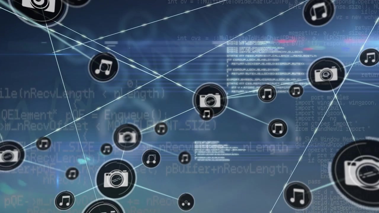Animation of network of connections over digital data processing