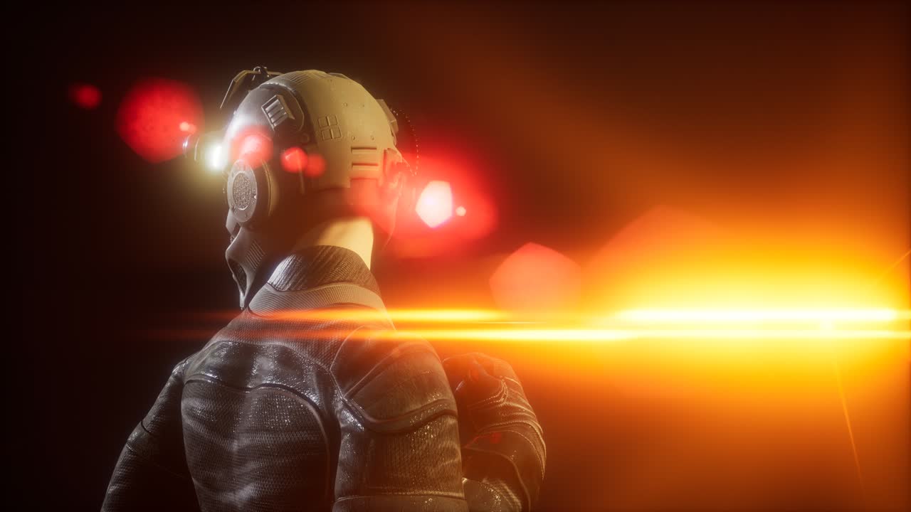 mujer joven cyberpunk, estilo futurista