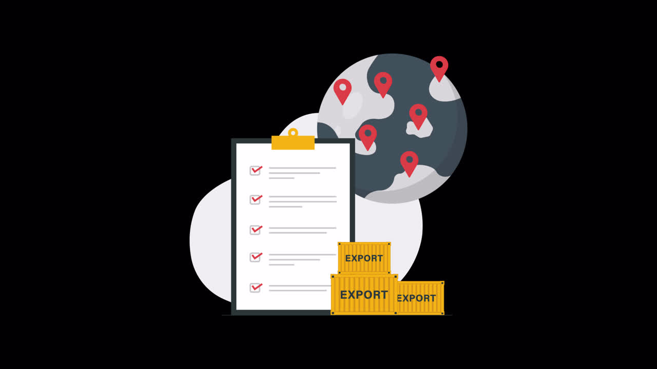 Global Export Checklist and Shipping Logistics Animation