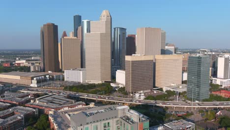 aerial of downtown houston and surrounding area