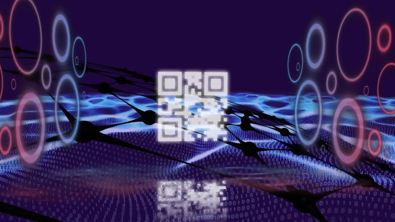 Animation of network of connections over qr code