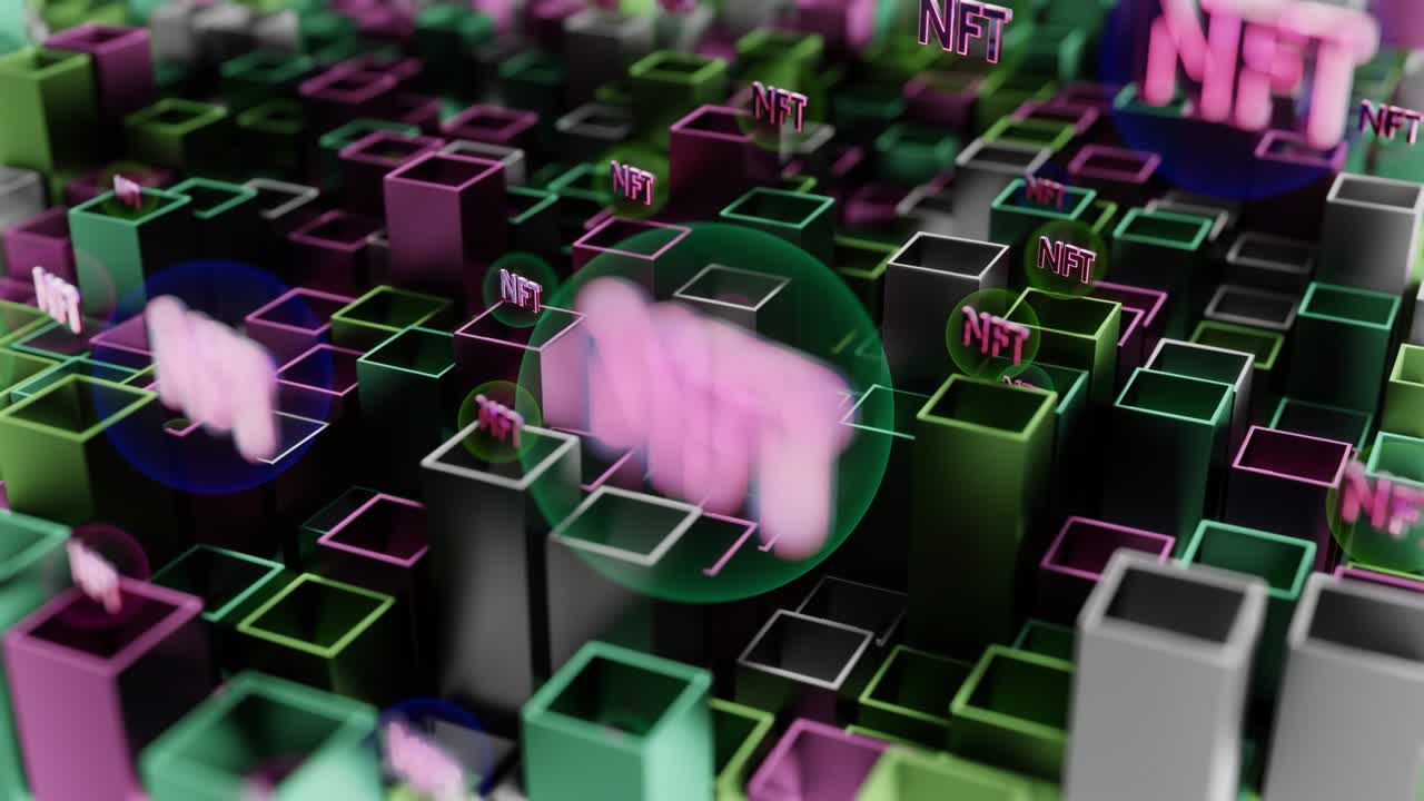 abstract ondulado multicolor vidrio metálico geométrico vij bucle con nft