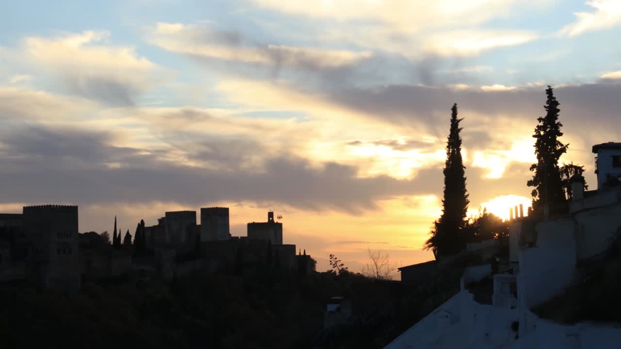 Sunset over a historic fortress