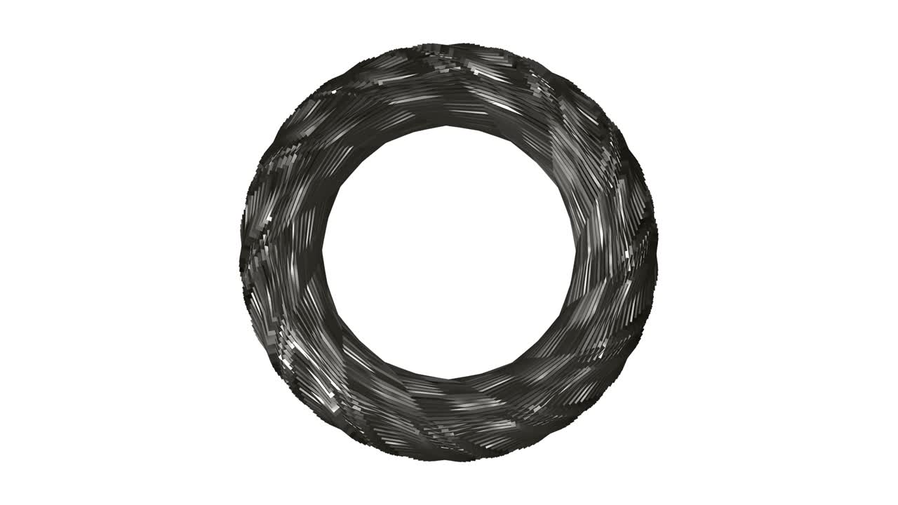실버 메탈릭 프랙탈 토러스 (silver metallic fractal torus rotating seamless loop) 는 백색 바탕에 고립된 4k 애니메이션 비디오입니다.