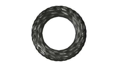torus fractal metálico plateado girando bucle sin costuras video de animación 4k aislado en fondo blanco.