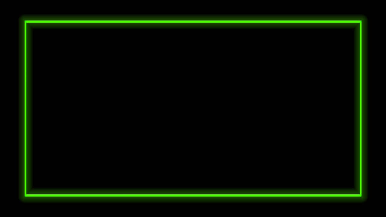 Animation graphique de mouvement minimaliste : cadre rectangulaire moderne vert néon sur fond sombre.