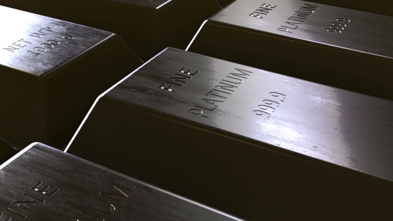 Platinum bars background, animation. 3D rendering stock video