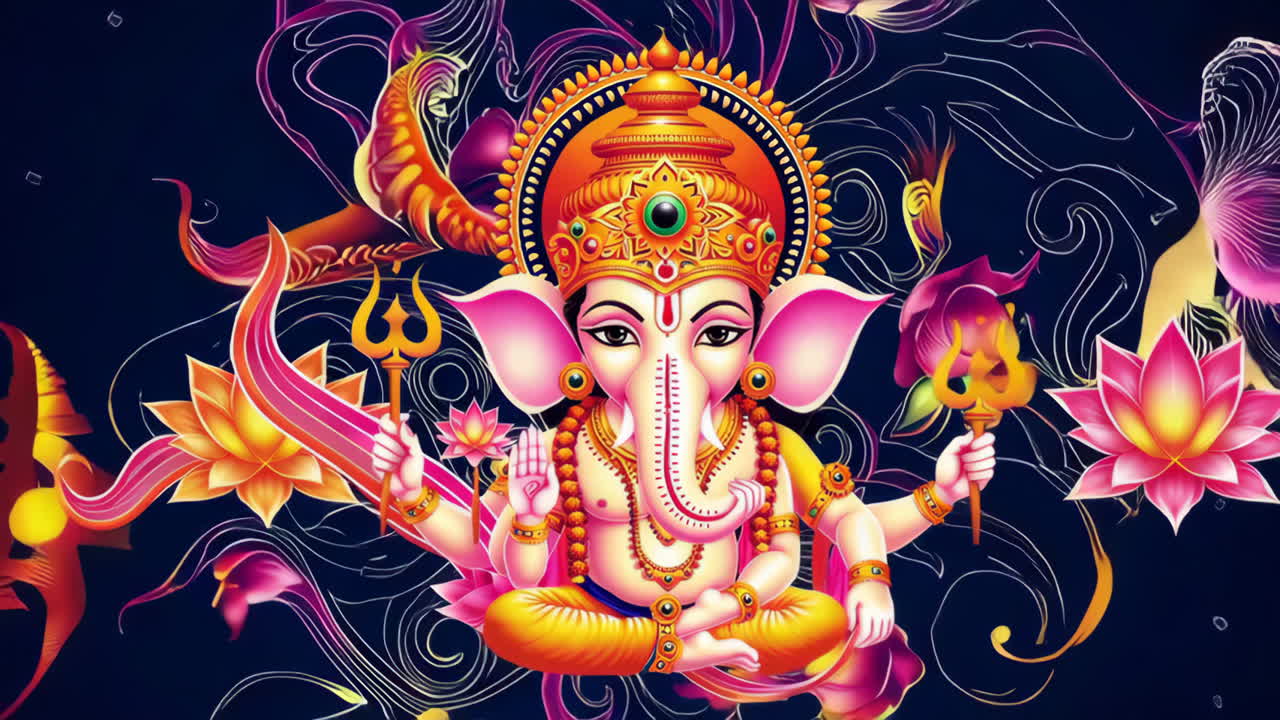 Vibrant and Colorful Ganesha Hindu Deity