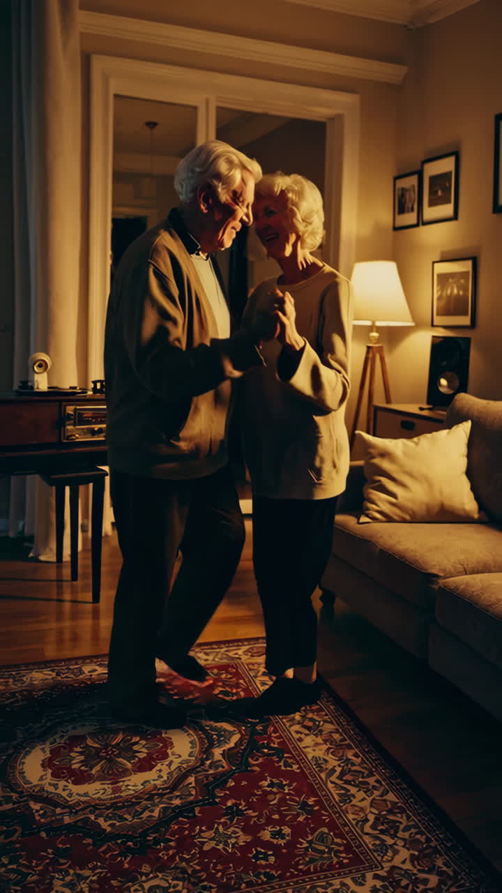 Elderly Couple Dancing at Home