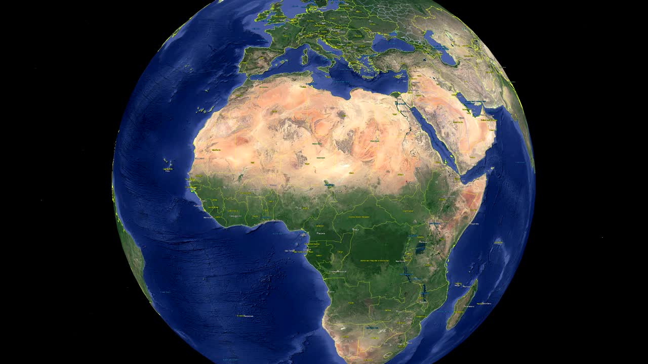 3d 우주에서 지구 - 수단 바쪽에서 확대