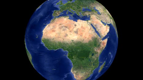 sudan with flag. 3d earth in space - zoom in sudan outer