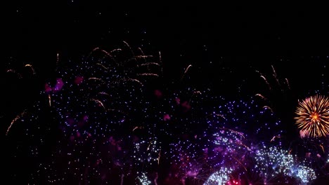 colorful fireworks exploding in the night sky. celebrations and events in bright colors.