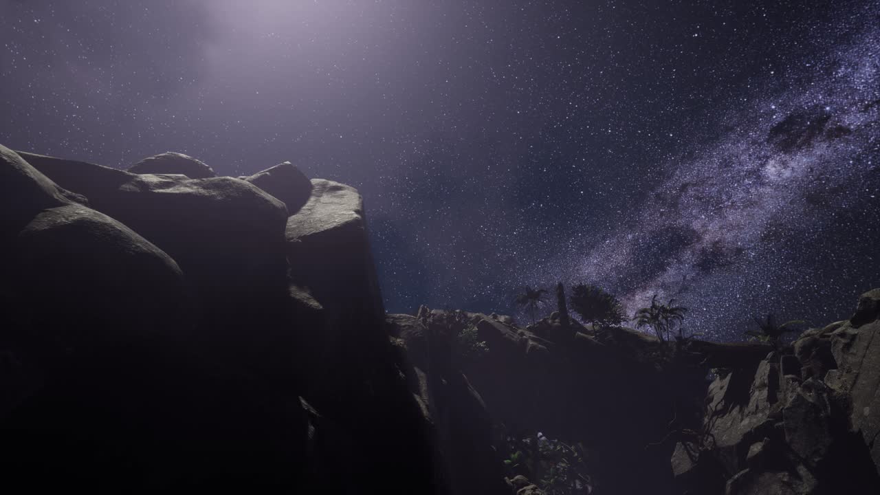la galaxia de la vía láctea sobre las paredes del cañón de piedra arenisca