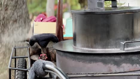 Smoke-From-Steamed-Food-Container,-Selling-Fresh-Streamed-Food-Concept,-Nara,-Japan