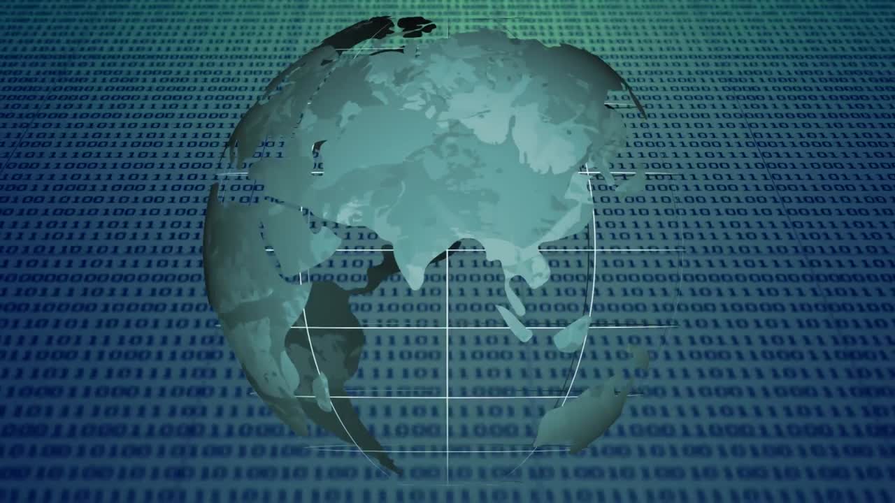 Animation of globe over binary coding processing