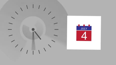 animación del texto del día de la independencia sobre un reloj en movimiento