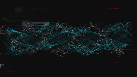 hélice de adn girando con líneas onduladas y efecto de glitching
