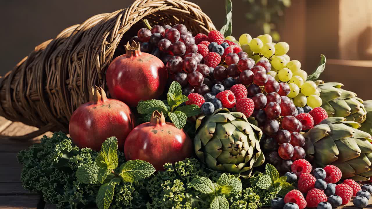 Abundant Cornucopia of Fresh Fruits and Vegetables