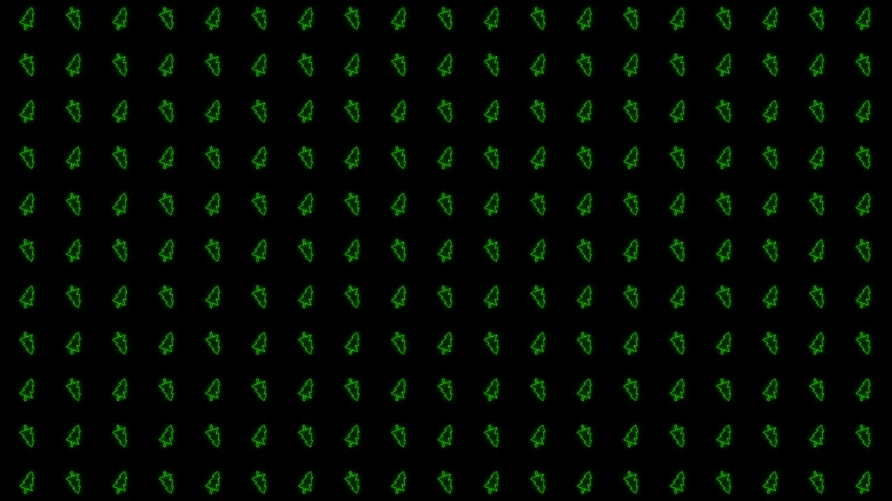 빛나는 녹색과 검은색의 크리스마스 트리 타일 배경 애니메이션 패턴