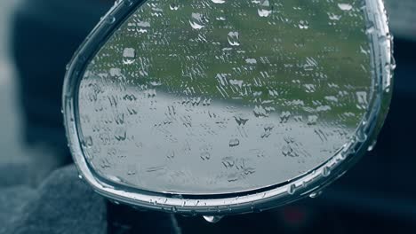 inspiring close view raindrops on motorbike side mirror