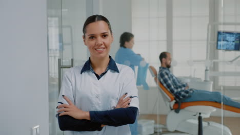 portrait of woman with stomatologist occupation