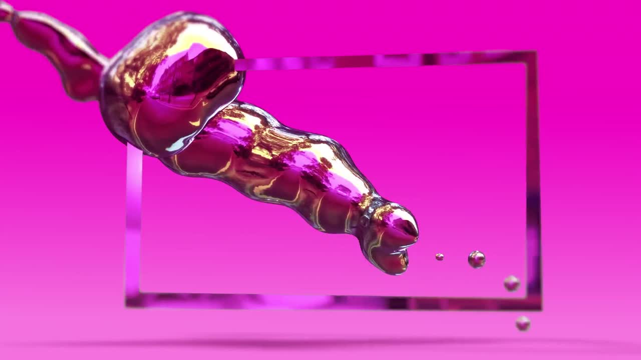 액체 색의 밝은 분홍색 스프레이의 최면 운동의 애니메이션이 끊임없는 루프로 흐르고 있습니다.
