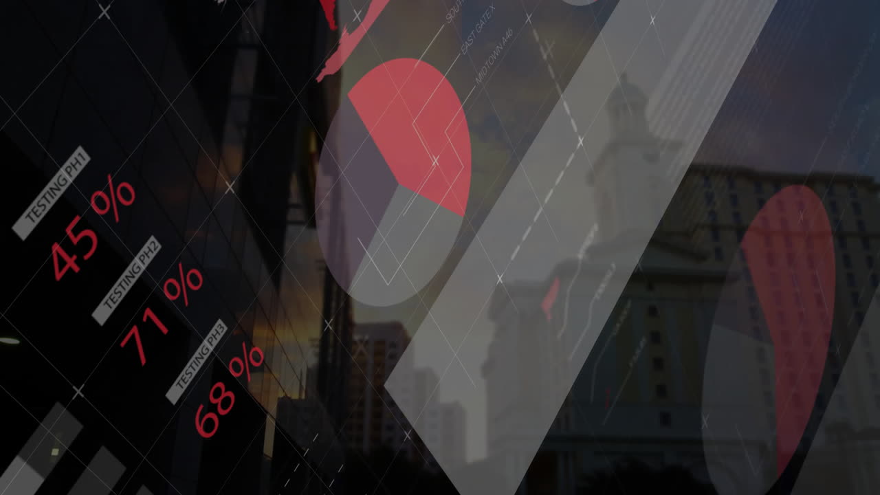 都市における金融データ処理のアニメーション