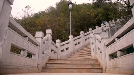 long stairway in asia leading up a mountain to lung cu flag point