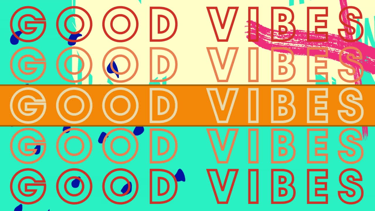 animación de buenos ritmos texto repetido sobre formas en fondo verde