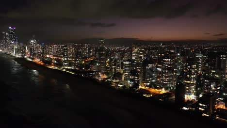 amazing sunset and twilight cityscape of the sufers paradise beach front