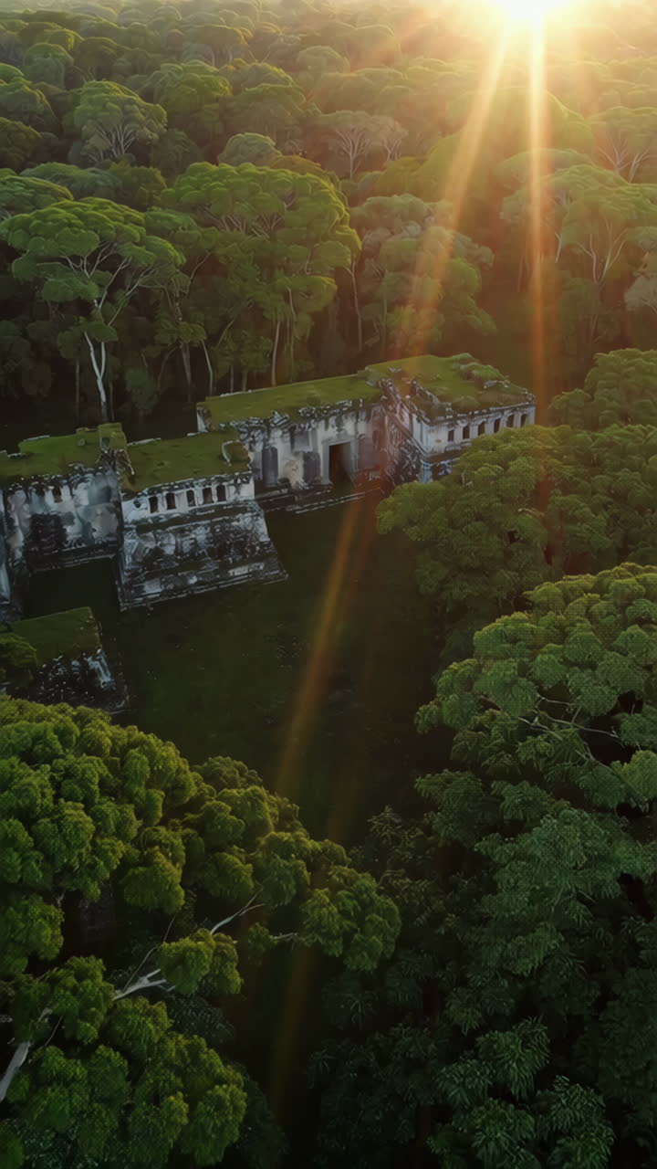 Ancient Mayan Ruins in the Jungle at Sunrise