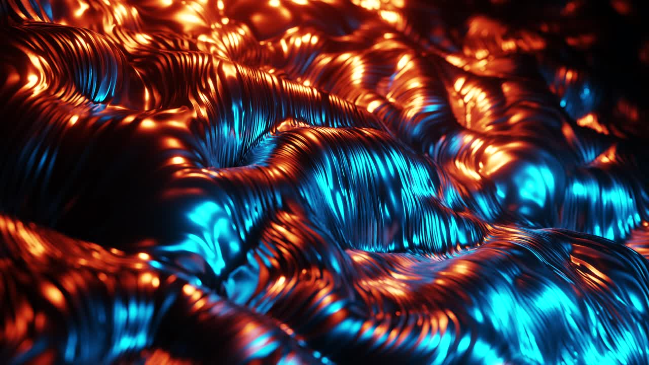 Glowing orange and blue liquid. Loop animation