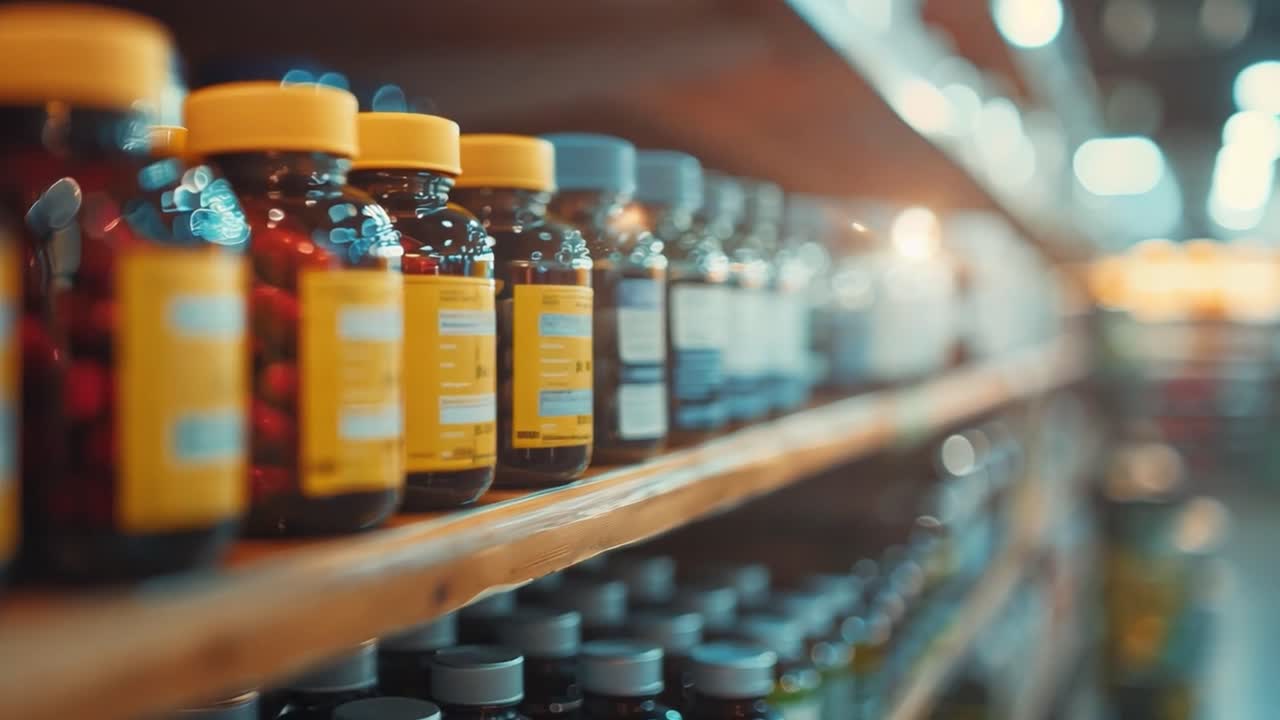 Bottles of supplements on a shelf
