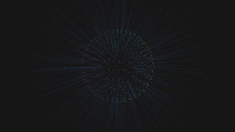 futuristic sphere with neon glitters and lines on black galaxy