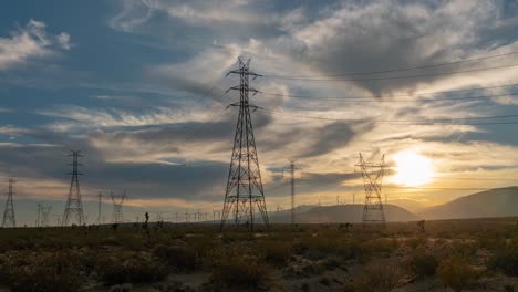 power pylons at sunset time lapse