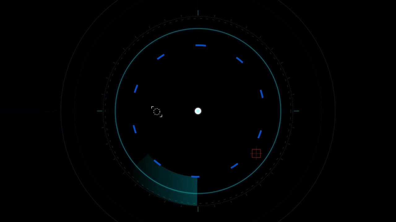 Interfaccia radar digitale in scansione su sfondo scuro