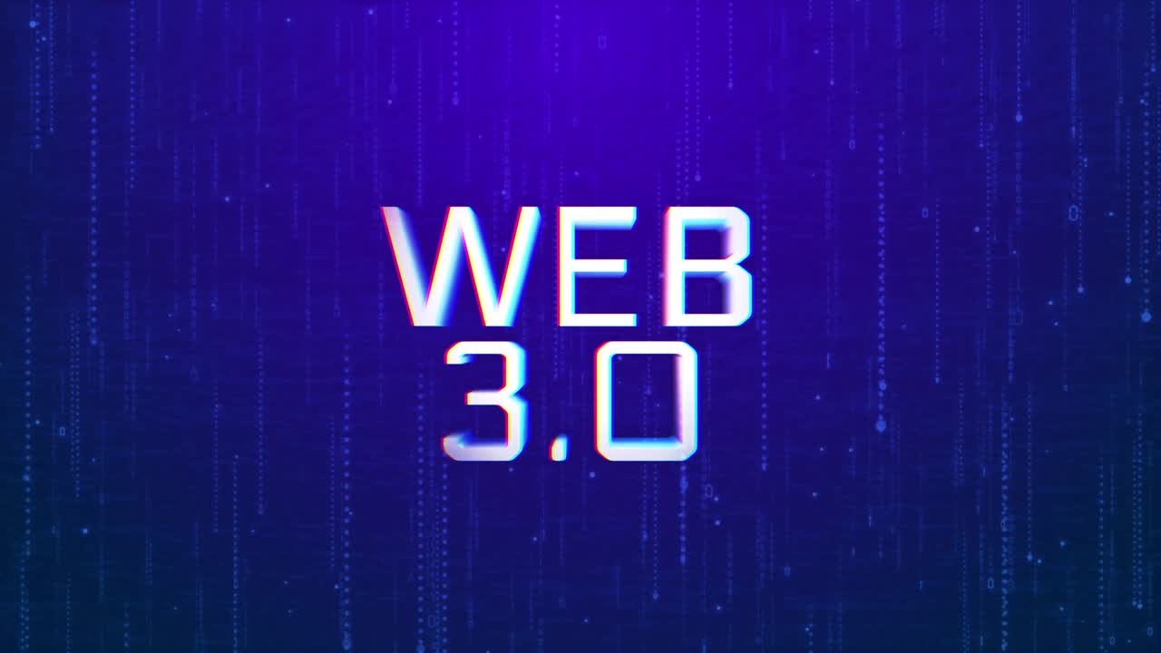 Digital cyber WEB 3.0 Word Text with Digital Futuristic Animation loop Background