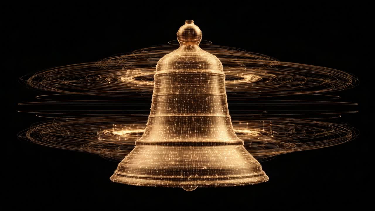 A Captivating Golden Bell Surrounded by Mesmerizing Swirls of Light and Energy, Creating a Breathtaking Visual Experience in Motion