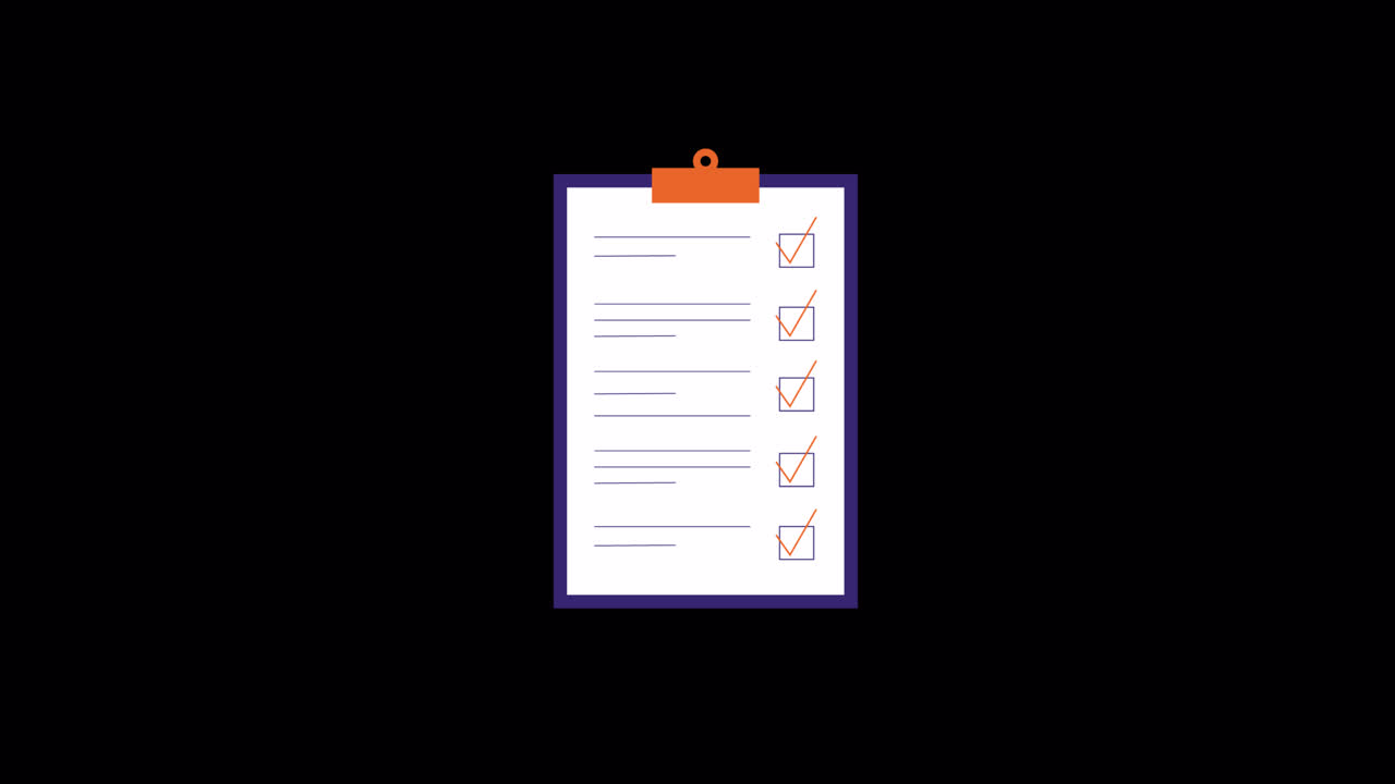 Animated Checklist on Clipboard with Checkmarks Appearing