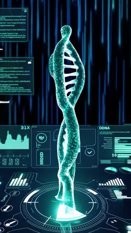 dna double helix in futuristic digital interface