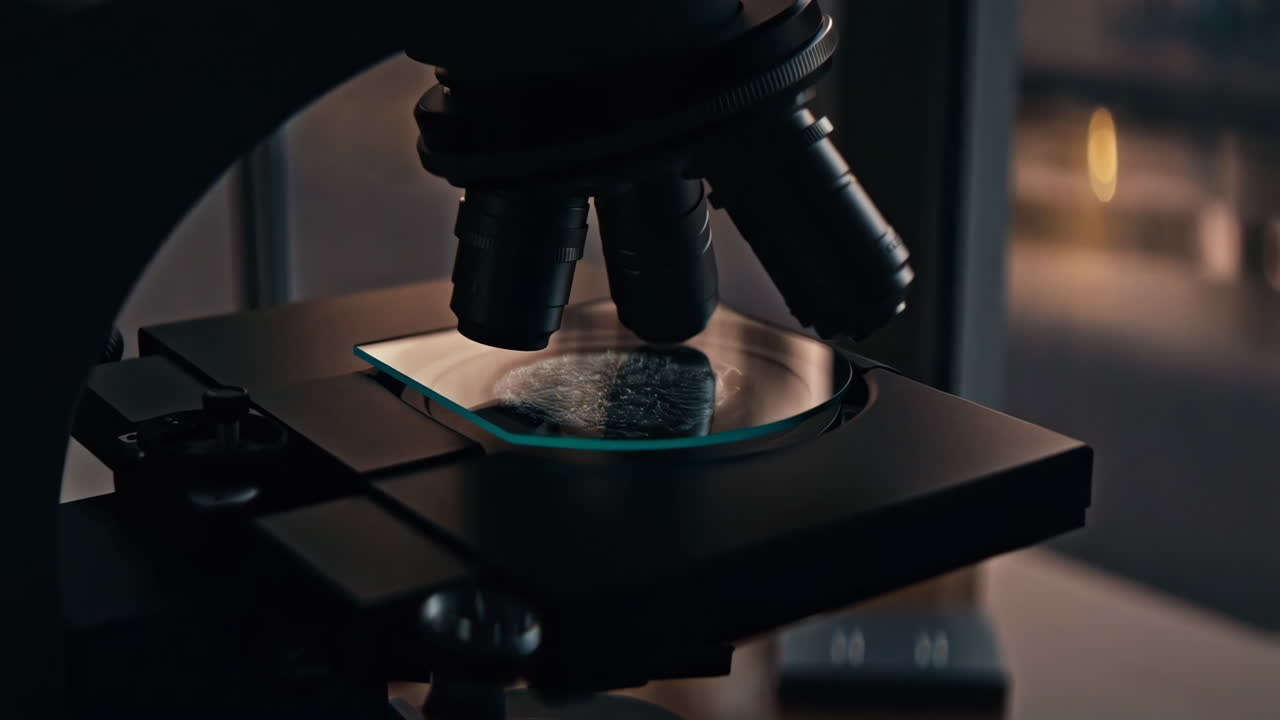 Microscopic analysis of a specimen, showing detailed surface textures