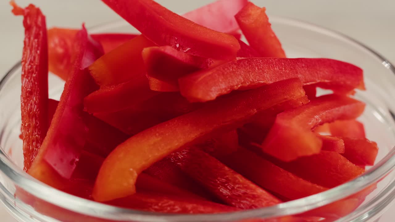 Sliced Red Bell Pepper in a Bowl